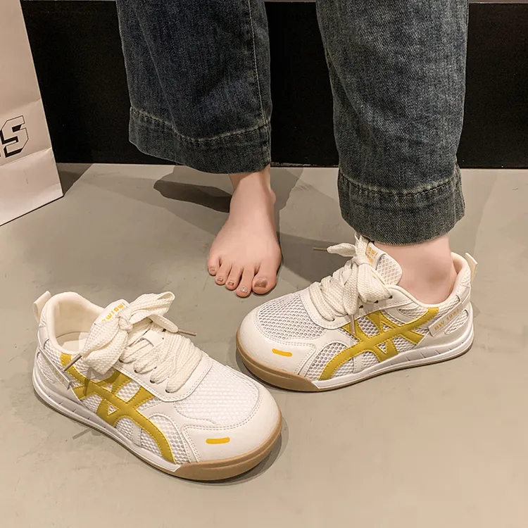 网面厚底小白鞋女夏季透气2025新款百搭软底德训鞋女休闲运动板鞋