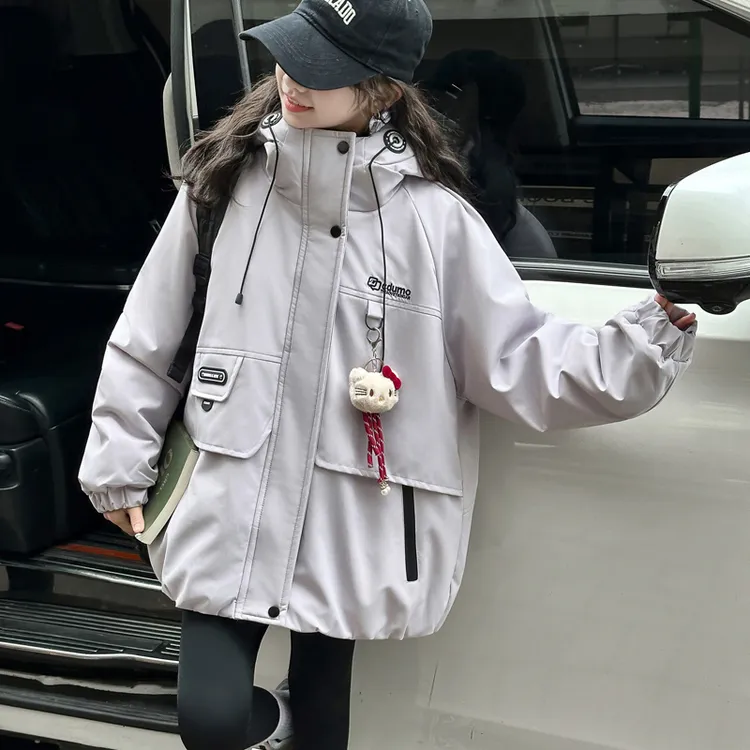 女童冬季加绒派克服2025冬装新款中大童女孩6-12岁加厚保暖外套潮