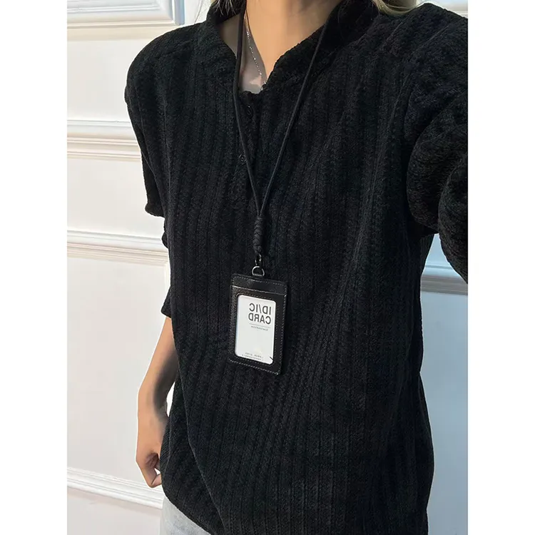 美式复古亨利领加绒卫衣男冬鱼骨纹高级感叠穿长袖重磅条纹打底衫