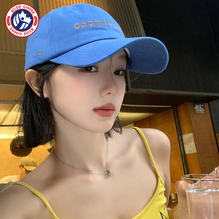 RUDY GOOSE字母刺绣蓝色棒球帽女春季新款韩版显脸小帽子鸭舌帽子