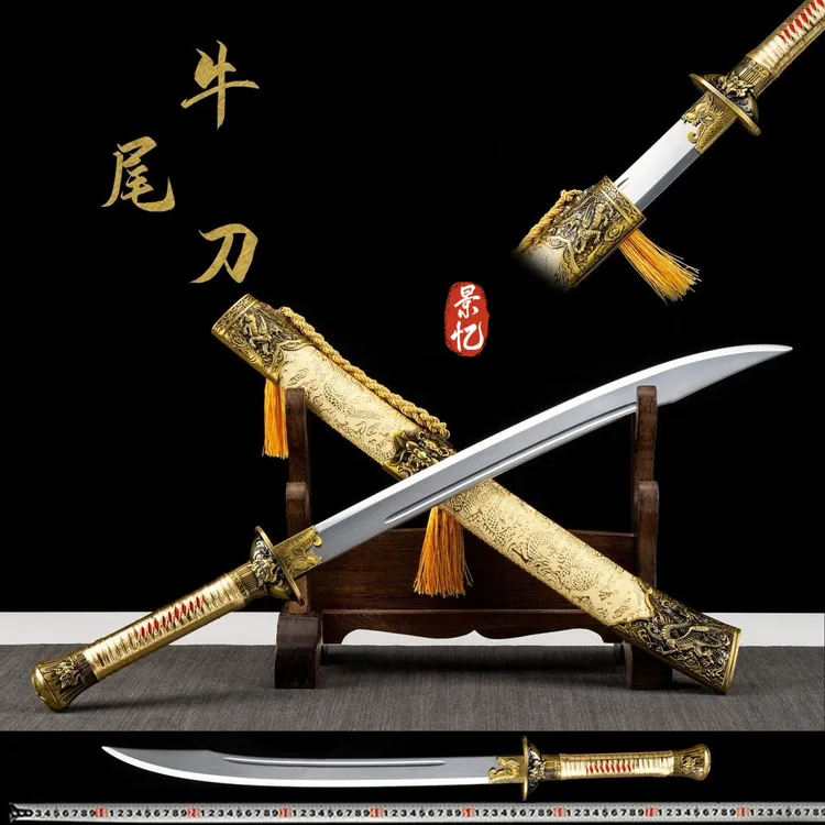龙泉刀剑一体龙骨淬火牛尾刀古风摆件户外收藏防身冷兵器未开刃商品图