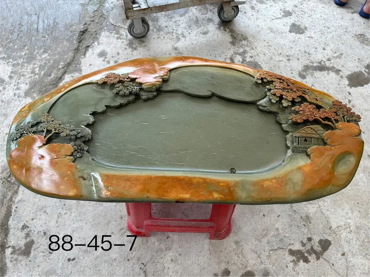 端砚石材质带排水家用功夫山水茶盘适合客厅办公室使用石头