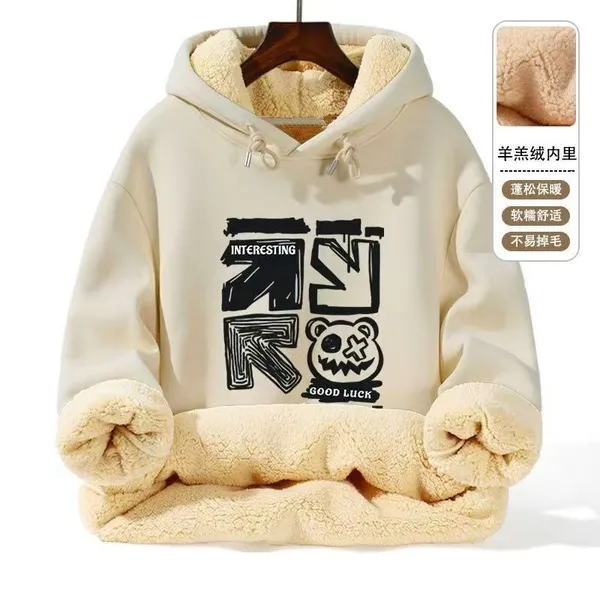 卫衣男冬季加绒休闲保暖情侣大码外套潮流带帽套头衫宽松上衣潮