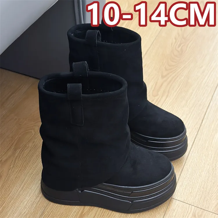厚底马丁靴12cm秋冬女鞋裤管靴内增高14cm复古短靴百搭10cm小个子