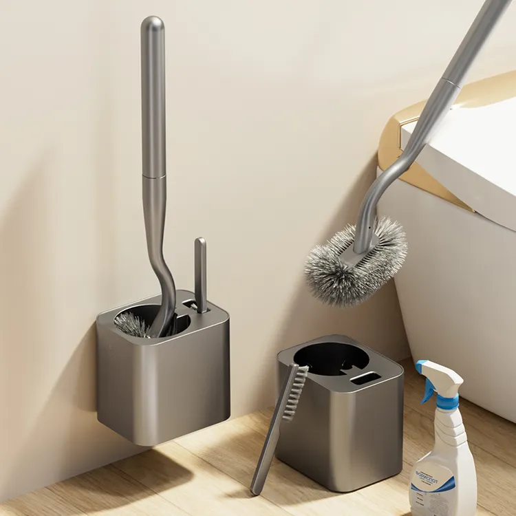 马桶刷家用枪灰色免打孔厕所刷子清洁套装卫生间洗马桶神器壁挂式