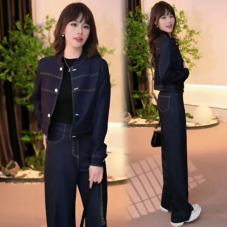 高级感洋气时尚套装女春秋新款轻奢短款外套宽松显瘦阔腿裤两件套