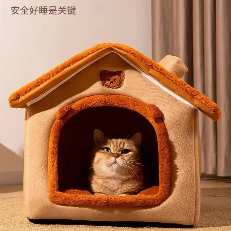 【可拆洗】猫窝狗窝封闭式可爱保暖房子猫窝冬天加厚小型狗窝猫咪L