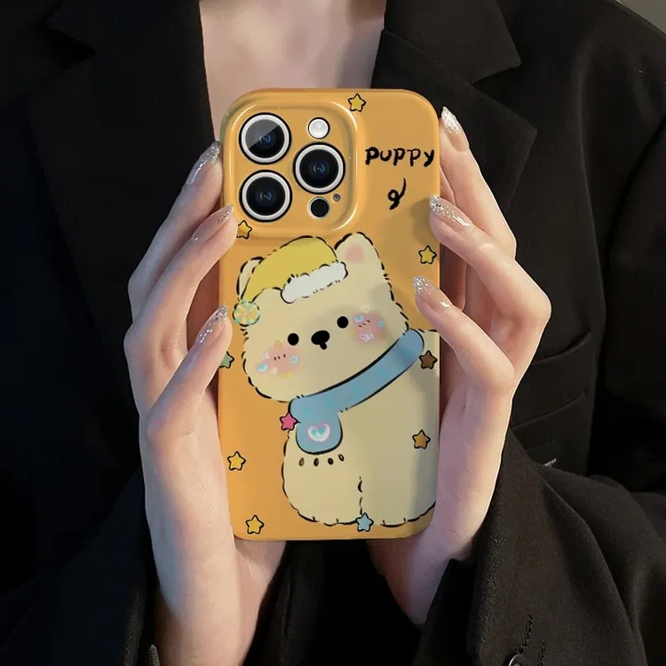 菲林软壳防摔围巾小白狗适用苹果16华为reno13小米15vivox200 1加