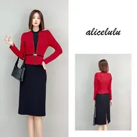 1 ALICE “开门红”连衣裙 优雅撞色 皮质腰带 S1034836A