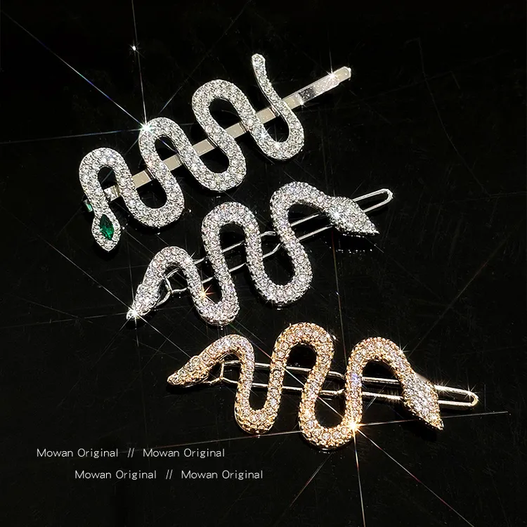 甜酷风蛇形金属水钻发夹女2025新款侧边碎发卡刘海夹边夹发饰