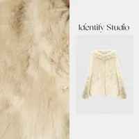 IDENTIFY冬季时尚慵懒风进口皮毛一体连帽保暖外套25AWN112514