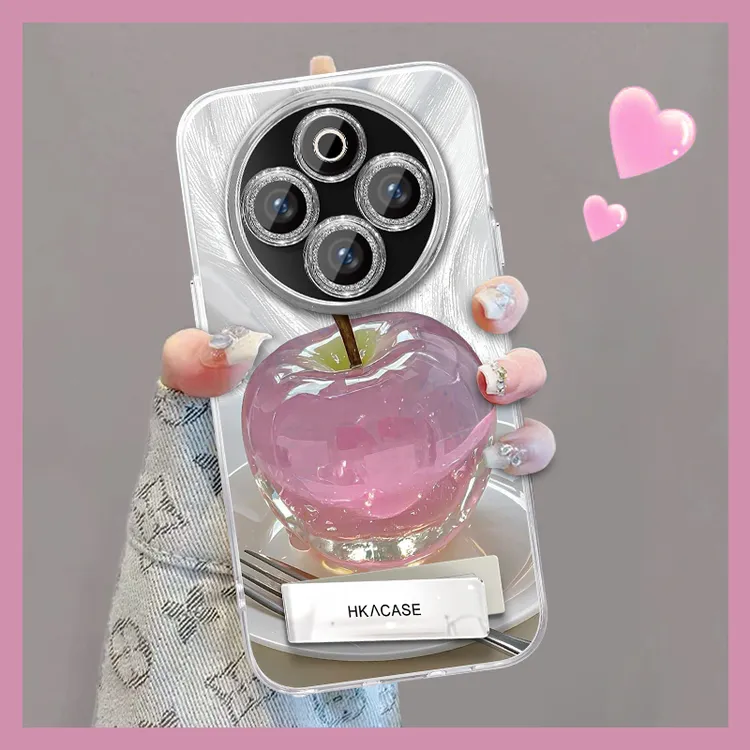 适用于vivoy300pro精孔羽纱晶莹粉苹果网红创意支架全包手机壳女