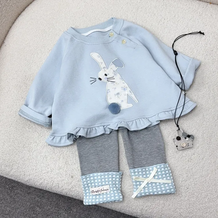 女童套装春秋装2025新款女宝宝卫衣时髦一岁两件装外出服上衣分体