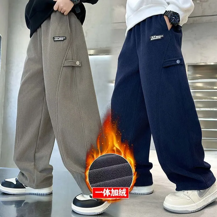 男童冬季百搭灯芯绒裤2025新款中大童加绒休闲裤儿童春秋款运动裤