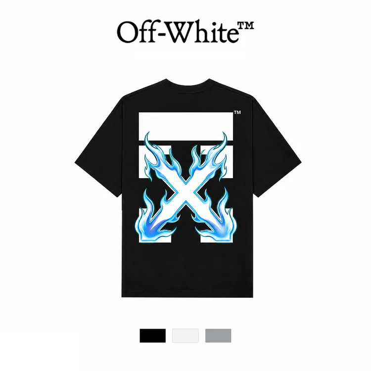OFF-WHITE™SS26新款 苍焰/蓝色火焰"BLUE FLAME"夏季短袖T恤商品图