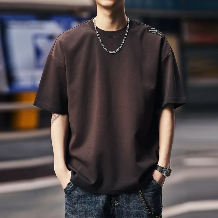 格蓝鹿美式潮牌重磅短袖t恤男2025夏季新款宽松休闲半袖男款体恤