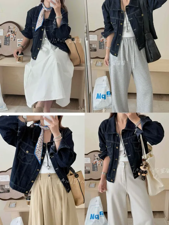 LANJIANG 弥敦道杂志·韩版宽松复古牛仔外套气质宽松上衣