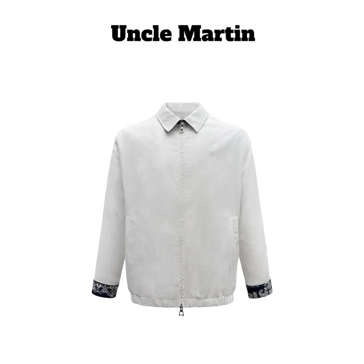 马丁叔叔 26 新款春季夹克休闲亚麻百搭拉链纯色户外外套 25334商品图