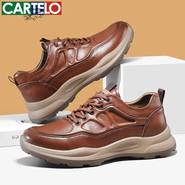 CARTELO/卡帝乐鳄鱼男士真皮休闲皮鞋增高时尚商务休闲男鞋潮鞋