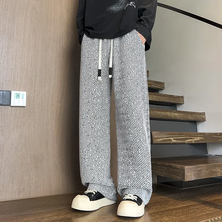 NINEDAO/玖岛秋季美式休闲宽松直筒休闲长裤男士潮流百搭ins裤子