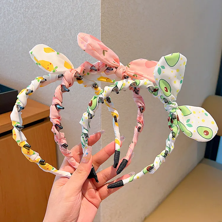 儿童可爱卡通带齿发箍2025新款女孩蝴蝶结彩色头箍不勒头洗脸发捆