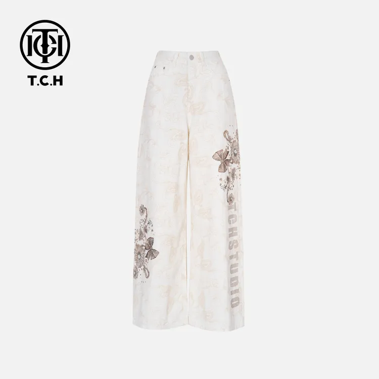 TCH私服烫钻工艺新时尚淑女百搭新潮流牛仔裤T75C20E5059轻奢tch