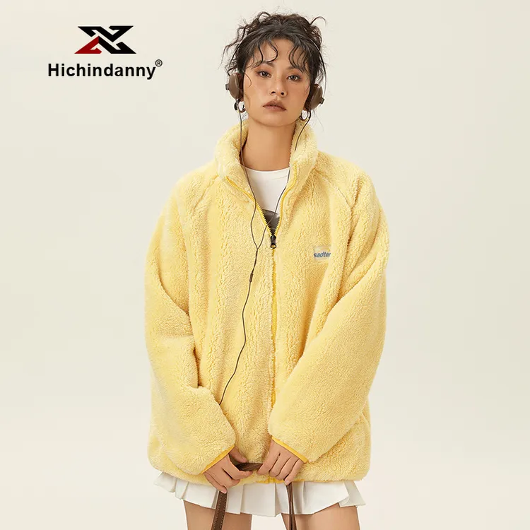 HICHIN抓绒衣女冬季新款长袖立领摇粒绒珊瑚绒户外上衣潮流外套