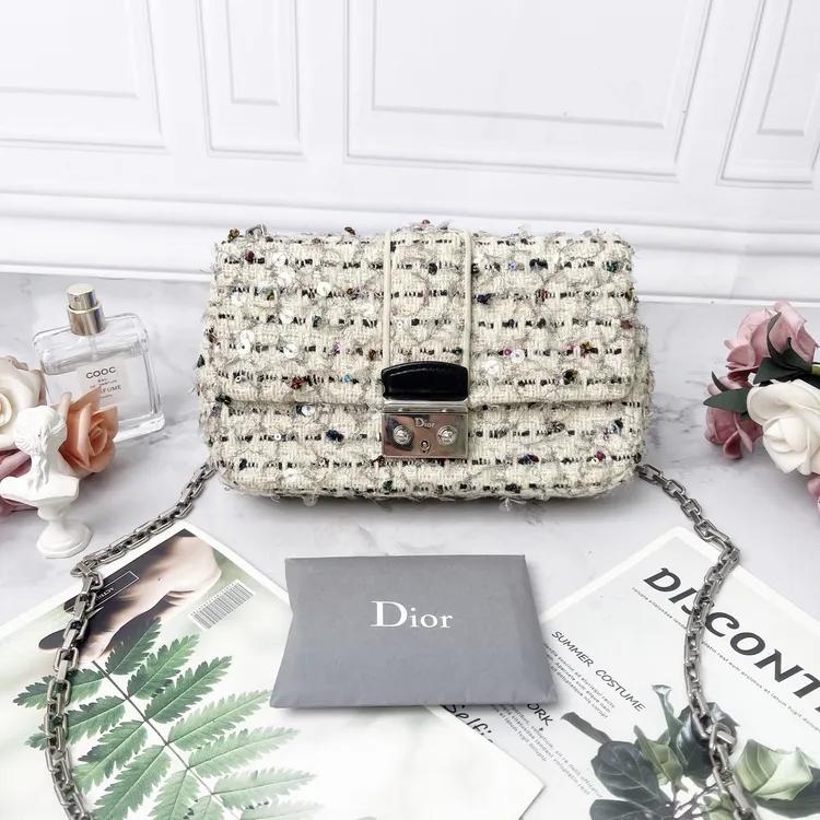 95新 DIOR/迪奥 迪奥Miss Dior系列小号亮片织物包单肩包