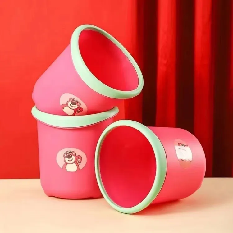 【拍一发二】新款草莓熊压圈垃圾桶家用厨房大号垃圾桶杂物收纳桶