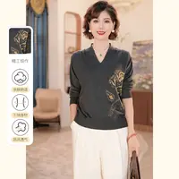 妈妈装秋装2025年新款针织衫时尚上衣服气质中年女装休闲时尚上衣