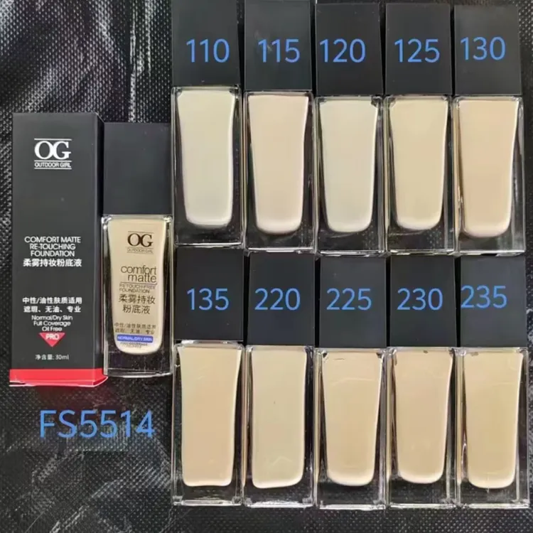 oG 跨境持妆隐匿瑕疵修颜遮瑕自然裸妆持久雾感亚光彩妆粉底液