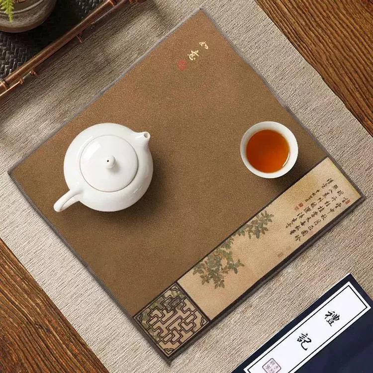 加厚吸水茶巾茶布麂皮绒材质茶台抹布茶道配件干泡茶垫子