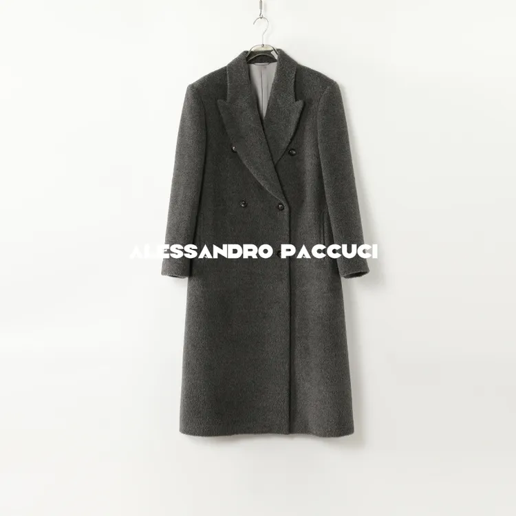 AP洛哥44049DY【黑标系列】意大利杰尼亚羊驼毛戗驳领后开叉大衣