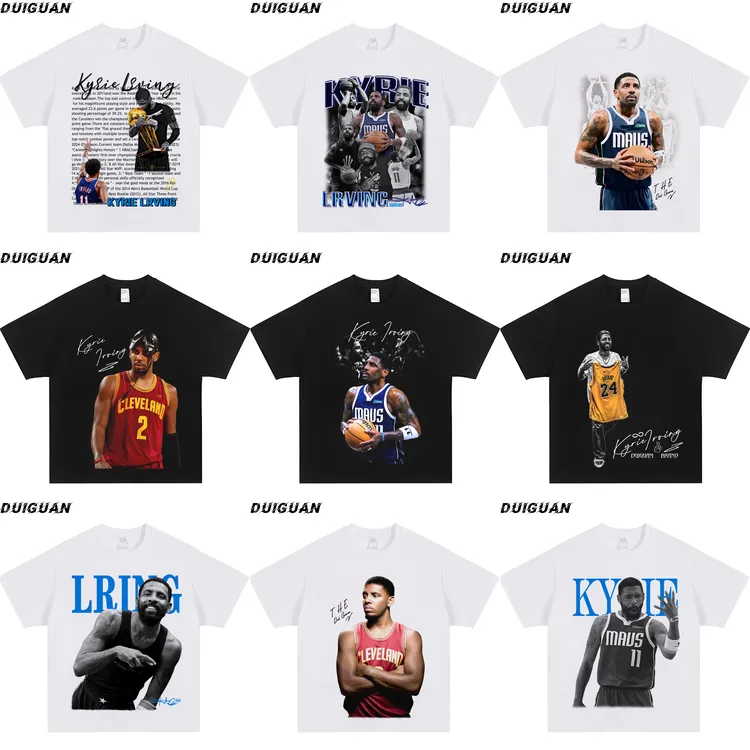 《欧文》系列美式潮牌球星重磅纯棉260g直喷印花篮球夏季短袖复古