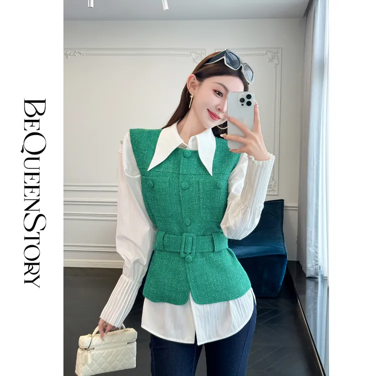 余潇潇【香奢翡冷翠】经典时尚百搭亮丝圆领气质小香马甲2025年早秋