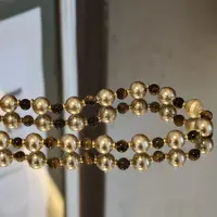 铜合金项链 RuWuYi【星芒鎏金 虎眼珠珠】金球拉丝轻奢项链