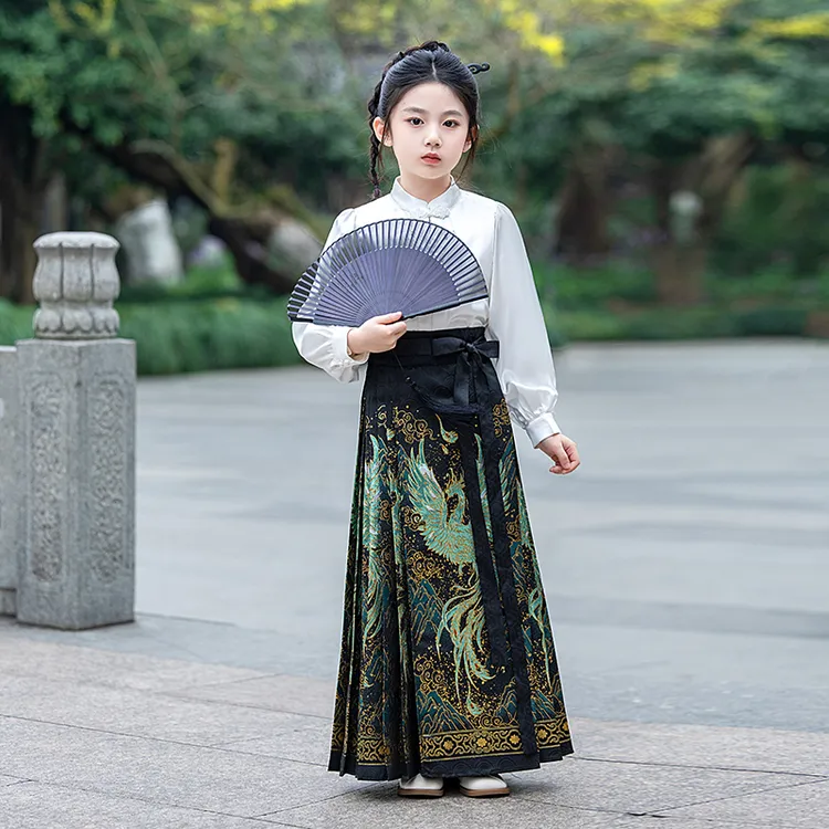 2025新款马面裙女童汉服儿童中国风古装新中式唐装大童女孩春秋款