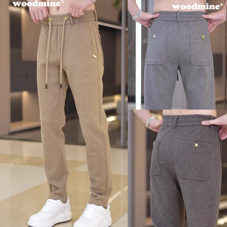 秋季新款毛呢舒适百搭男士休闲裤潮流修身小直筒时尚品质卫裤