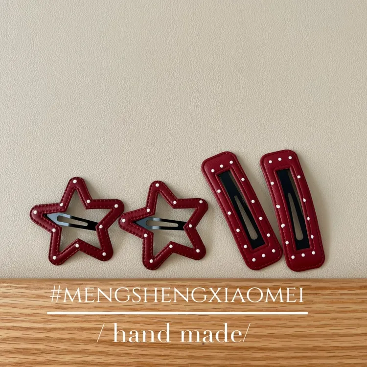 2024安可拉红色波点星星女孩头饰刘海碎发夹儿童新款女孩发卡头饰