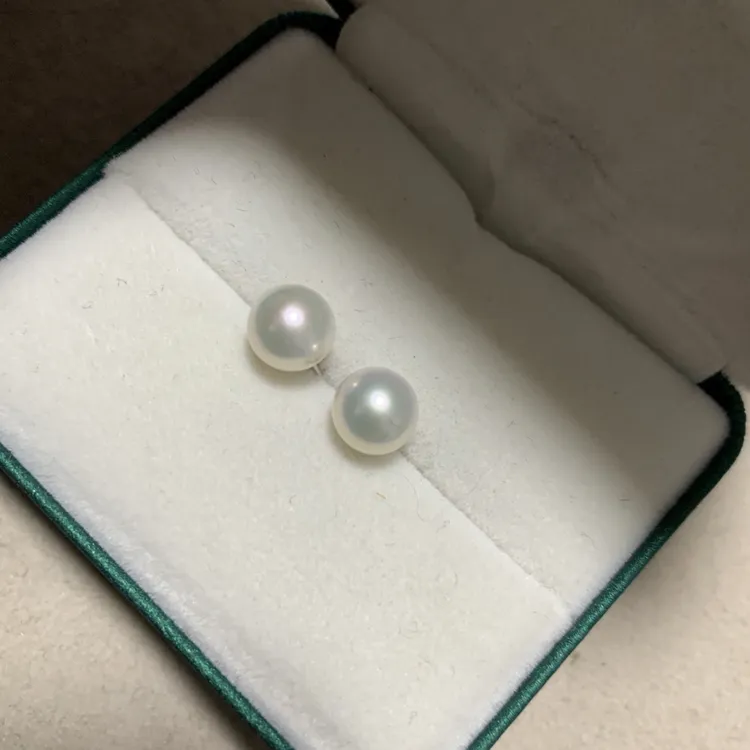 天殊｜头档特选7mm爱迪生珍珠耳钉正圆无瑕极光s925银针小灯泡炸亮