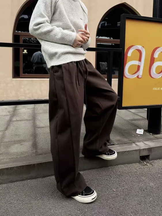 【BH】studio高级感拉满的秋冬韩系慵懒风宽松弯刀裤百搭显瘦不臃肿