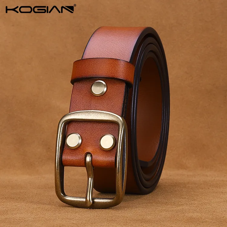 加厚100%正宗真牛皮皮带男式真皮针扣头层牛皮休闲复古牛仔裤腰带