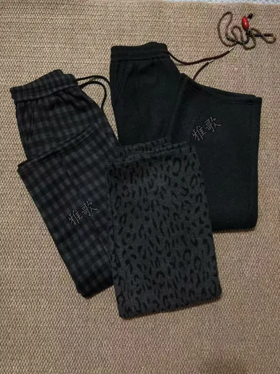 25897#冬季爆款显瘦加绒抽绳时尚直筒裤