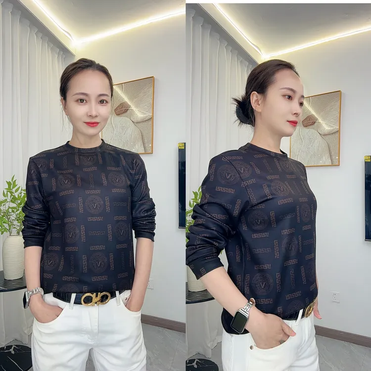 秋季圆领长袖印花日常百搭修身型男士打底衫显瘦气质休闲