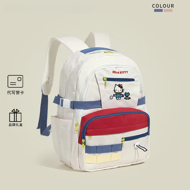 CASR&KEAU背包可爱kitty猫撞色双肩包女时尚双肩背包轻便学生书包