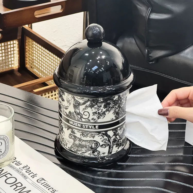 满氛高级感纸巾盒创意高档客厅茶几摆件餐巾纸抽纸盒卷纸筒收纳盒