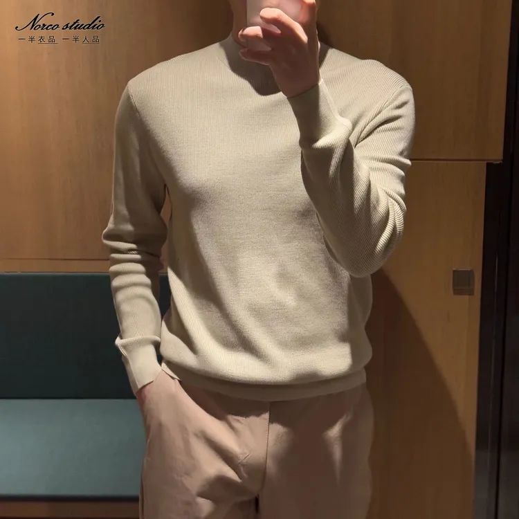 【诺可高定】秋冬通勤款细纹皮马棉16针双股半寸领针织 爵派尔XF609