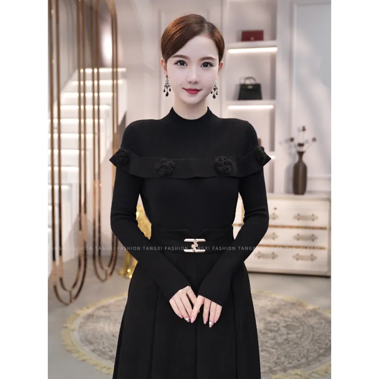 2025秋冬季新款【JR-42】含绵羊毛洋气百搭针织衫女装打底黑色毛衣