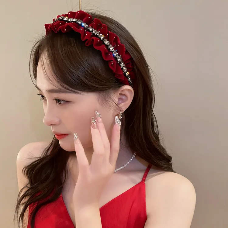 小众黑色压发外出简约褶皱网红发捆发箍气质精致头箍显白甜妹防滑