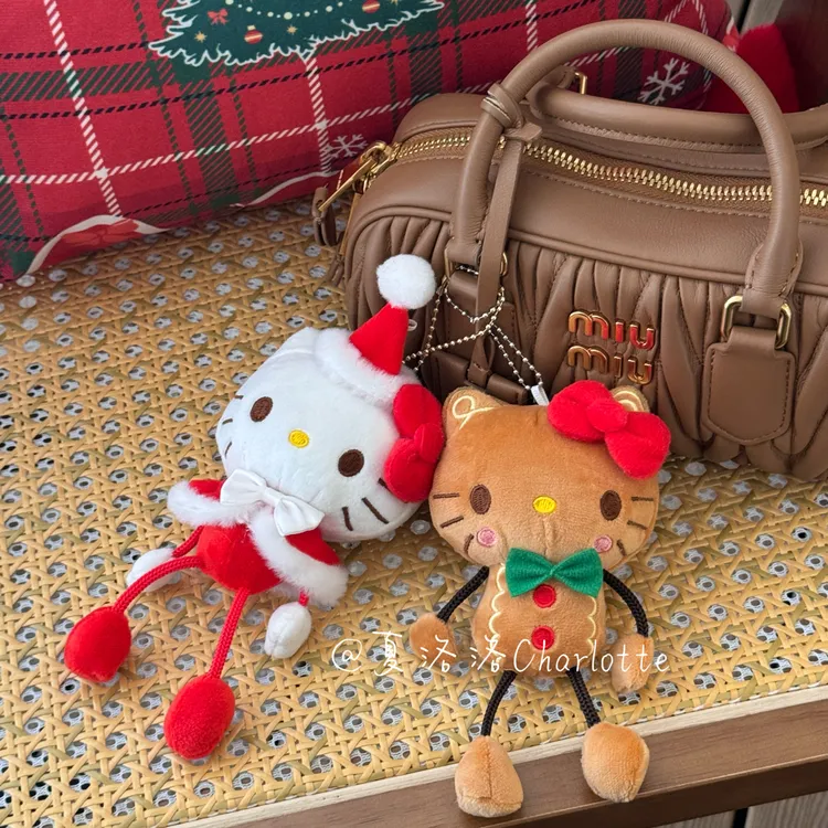 圣诞姜饼人kitty包包挂件黑皮圣诞礼物节日氛围甜美包挂饰